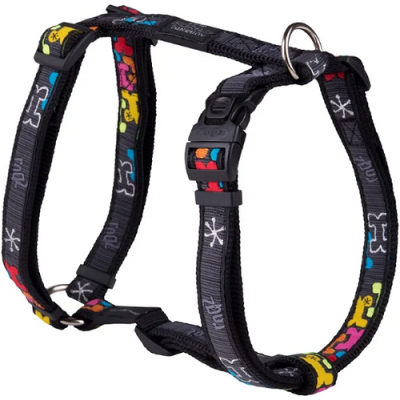 Rogz dogz Σαμαράκι σκύλου Fancy dress H-Harness Multi Bone σε ιμάντα υψηλής ποιότητας και αντοχής