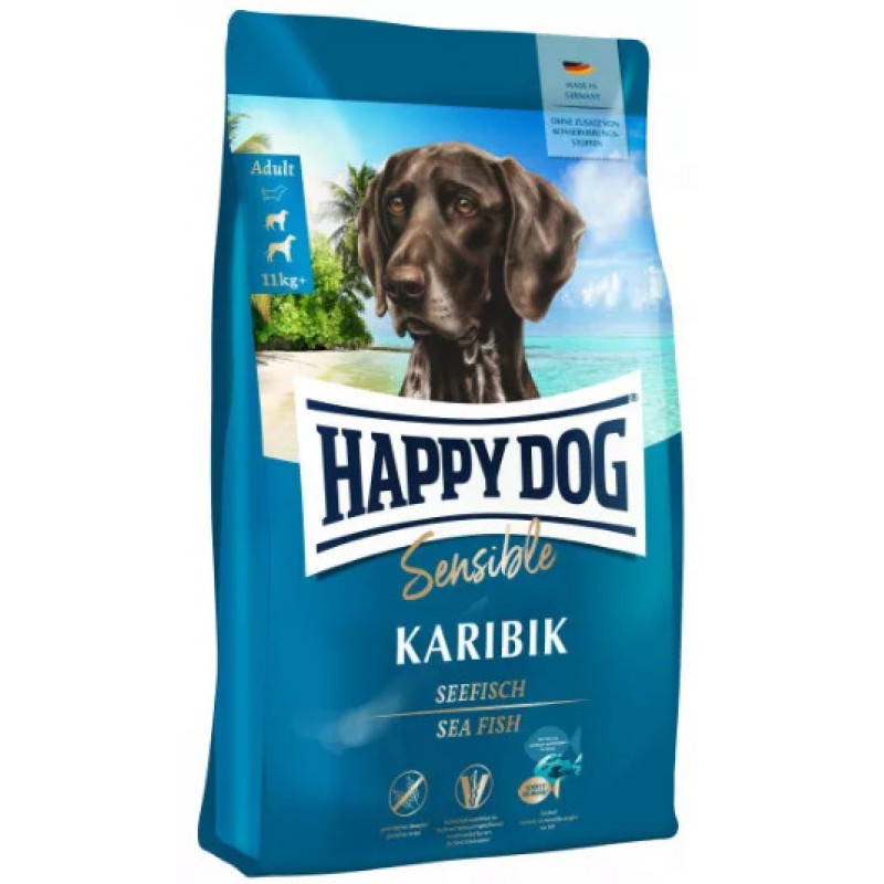 Happy Dog Karibik Grainfree για ευαίσθητα σκυλιά με τροφική δυσανεξία/αλλεργίες, ψάρι-πατάτα