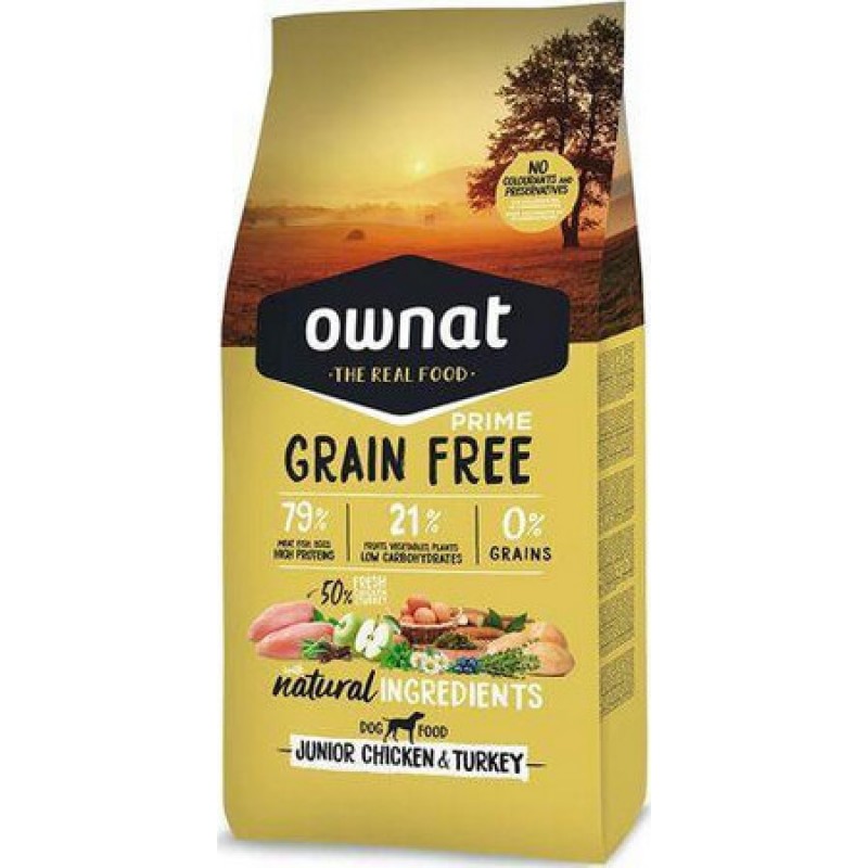 Ownat grain free τροφή για κουτάβια με κοτόπουλο &γαλοπούλα 3kg.