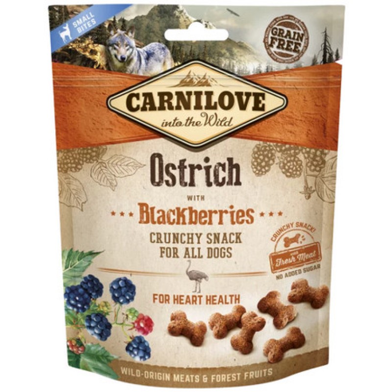 Carnilove Snack Fresh & τραγανή στρουθοκάμηλος με βατόμουρα 200g