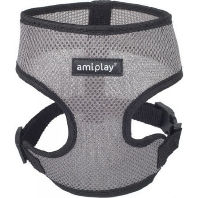 Amiplay-Ενιαίο Επιστήθιο σκύλου AIR γκρι Medium max 34 x 40-55cm