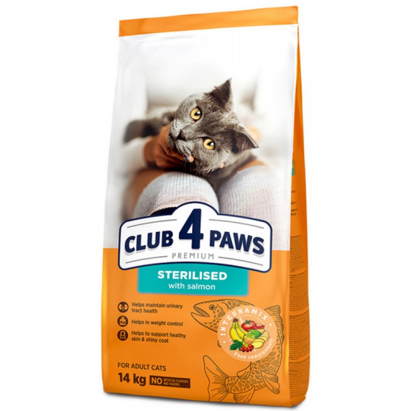 Kormotech Club 4 Paws τροφή για στειρωμένες γάτες με σολομό 14kg